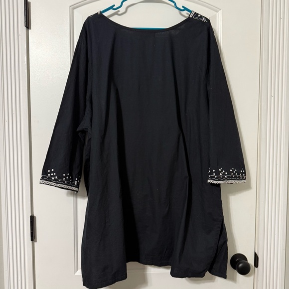 Woman Within 3/4 Sleeve Black Tunic Blouse Women’s Size 3X Plus Size Sequins - Picture 5 of 5
